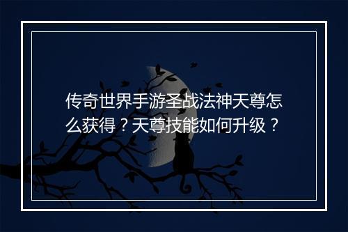 传奇世界手游圣战法神天尊怎么获得？天尊技能如何升级？