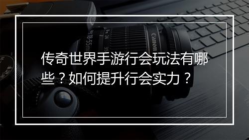 传奇世界手游行会玩法有哪些？如何提升行会实力？