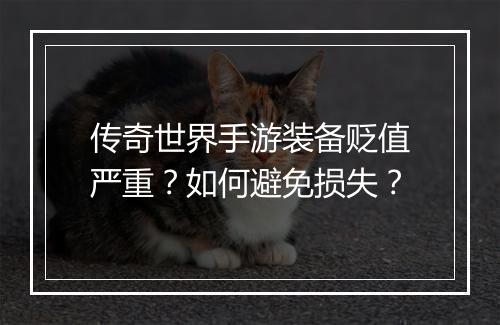 传奇世界手游装备贬值严重？如何避免损失？