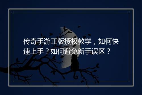 传奇手游正版授权教学，如何快速上手？如何避免新手误区？