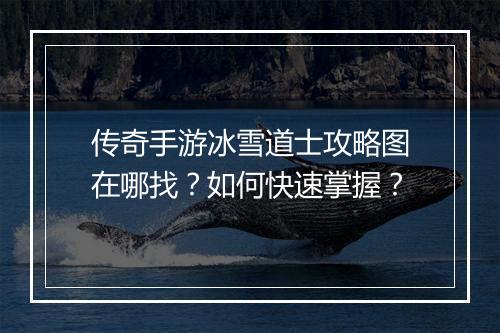 传奇手游冰雪道士攻略图在哪找？如何快速掌握？