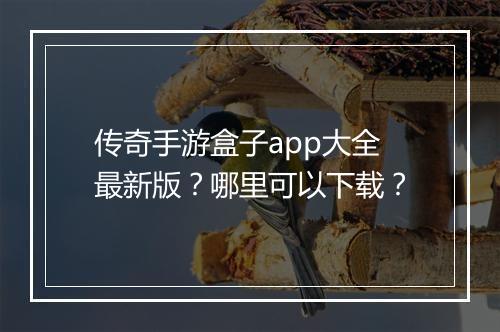 传奇手游盒子app大全最新版？哪里可以下载？