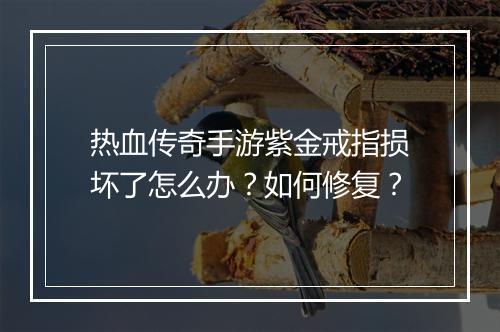 热血传奇手游紫金戒指损坏了怎么办？如何修复？