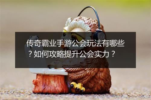 传奇霸业手游公会玩法有哪些？如何攻略提升公会实力？