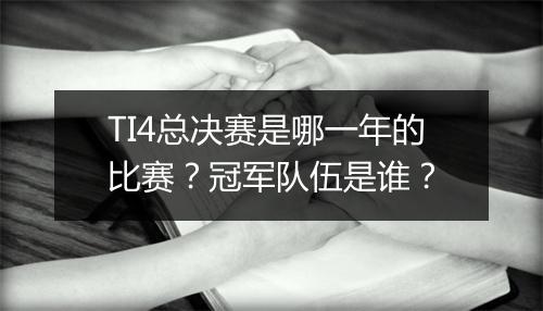 TI4总决赛是哪一年的比赛？冠军队伍是谁？