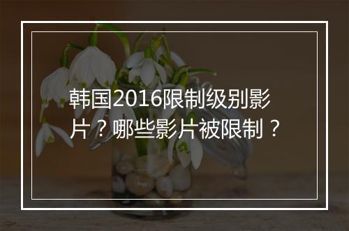 韩国2016限制级别影片？哪些影片被限制？