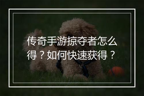 传奇手游掠夺者怎么得？如何快速获得？