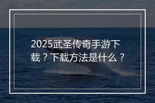 2025武圣传奇手游下载？下载方法是什么？