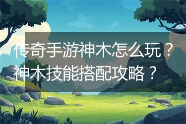 传奇手游神木怎么玩？神木技能搭配攻略？