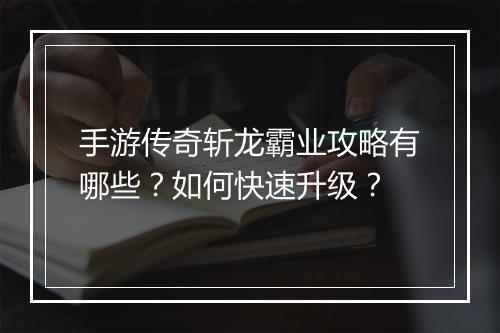 手游传奇斩龙霸业攻略有哪些？如何快速升级？