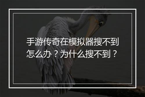 手游传奇在模拟器搜不到怎么办？为什么搜不到？