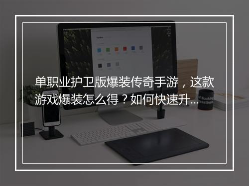 单职业护卫版爆装传奇手游，这款游戏爆装怎么得？如何快速升级？