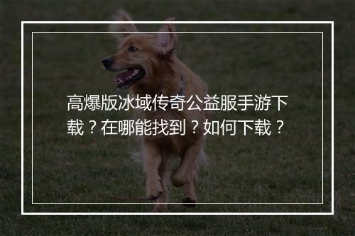 高爆版冰域传奇公益服手游下载？在哪能找到？如何下载？