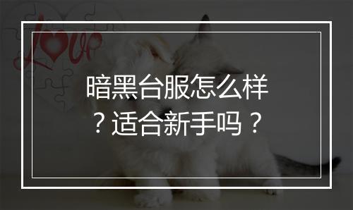 暗黑台服怎么样？适合新手吗？
