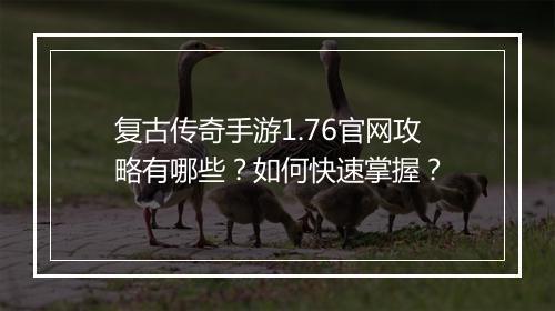 复古传奇手游1.76官网攻略有哪些？如何快速掌握？