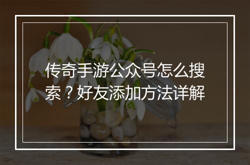 传奇手游公众号怎么搜索？好友添加方法详解