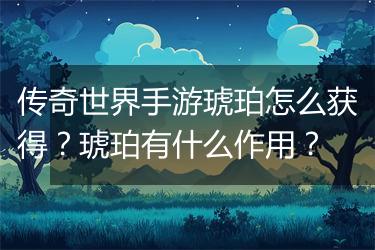 传奇世界手游琥珀怎么获得？琥珀有什么作用？