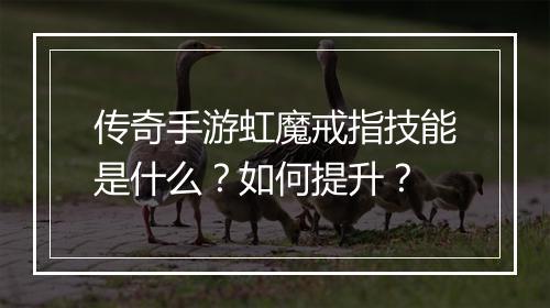 传奇手游虹魔戒指技能是什么？如何提升？