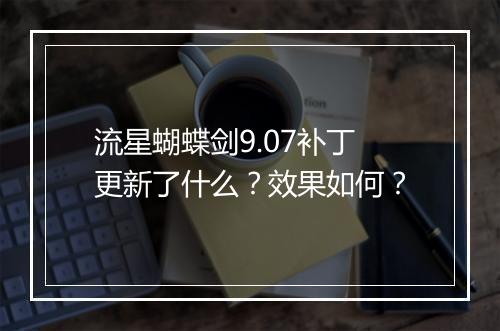 流星蝴蝶剑9.07补丁更新了什么？效果如何？