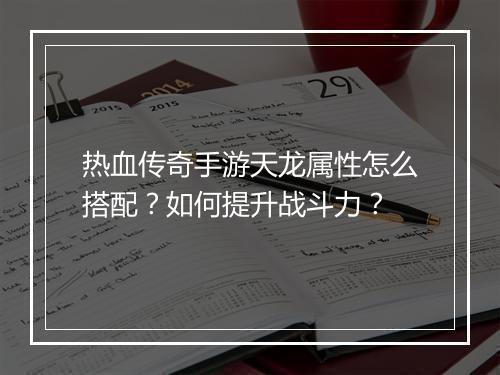 热血传奇手游天龙属性怎么搭配？如何提升战斗力？