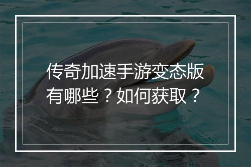 传奇加速手游变态版有哪些？如何获取？