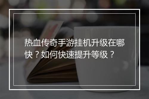 热血传奇手游挂机升级在哪快？如何快速提升等级？