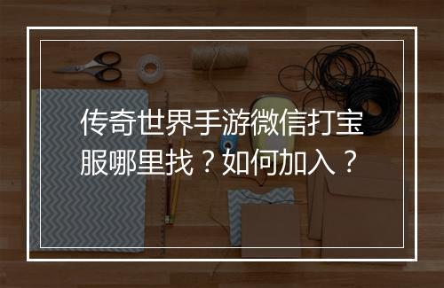 传奇世界手游微信打宝服哪里找？如何加入？