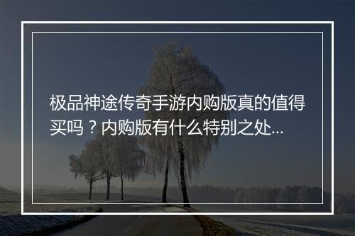 极品神途传奇手游内购版真的值得买吗？内购版有什么特别之处？