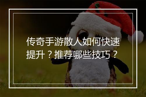 传奇手游散人如何快速提升？推荐哪些技巧？