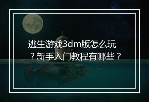 逃生游戏3dm版怎么玩？新手入门教程有哪些？