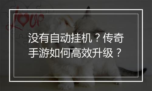 没有自动挂机？传奇手游如何高效升级？