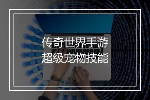 传奇世界手游超级宠物技能