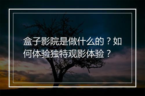 盒子影院是做什么的?如何体验独特观影体验?