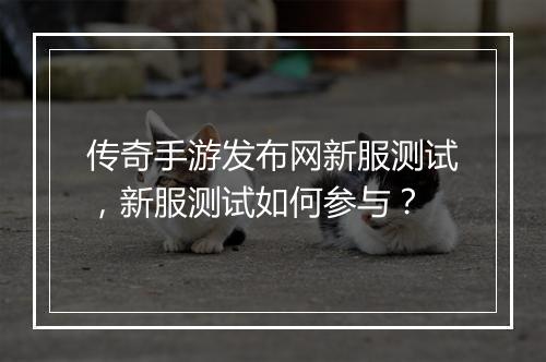 传奇手游发布网新服测试，新服测试如何参与？