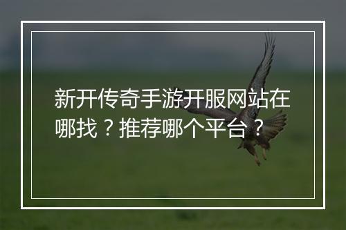 新开传奇手游开服网站在哪找？推荐哪个平台？