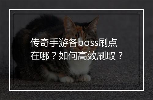传奇手游各boss刷点在哪？如何高效刷取？