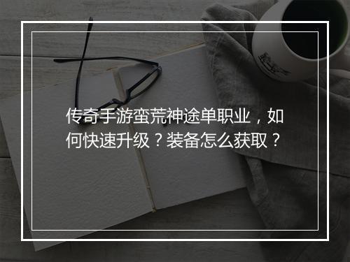 传奇手游蛮荒神途单职业，如何快速升级？装备怎么获取？