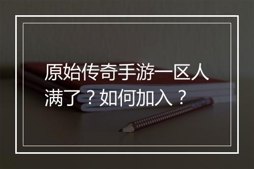 原始传奇手游一区人满了？如何加入？