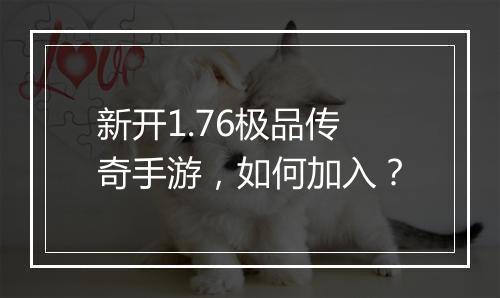 新开1.76极品传奇手游，如何加入？