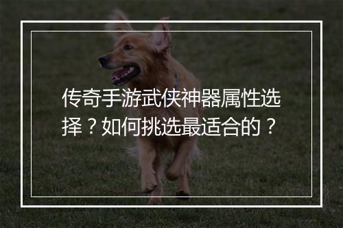 传奇手游武侠神器属性选择？如何挑选最适合的？