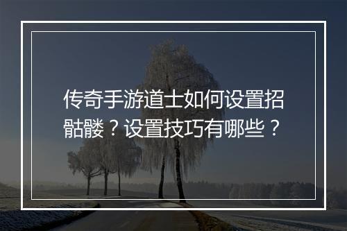 传奇手游道士如何设置招骷髅？设置技巧有哪些？