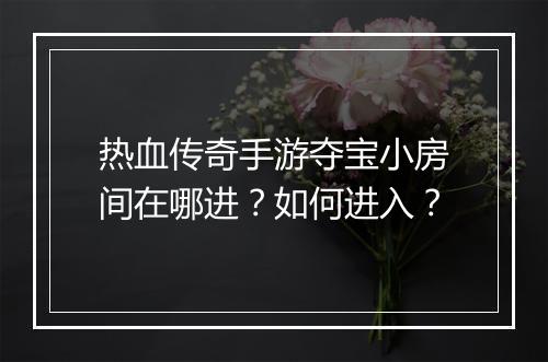 热血传奇手游夺宝小房间在哪进？如何进入？