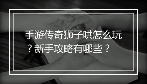 手游传奇狮子哄怎么玩？新手攻略有哪些？