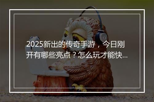 2025新出的传奇手游，今日刚开有哪些亮点？怎么玩才能快速升级？