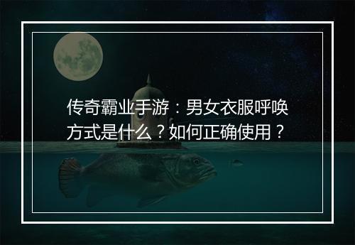 传奇霸业手游：男女衣服呼唤方式是什么？如何正确使用？