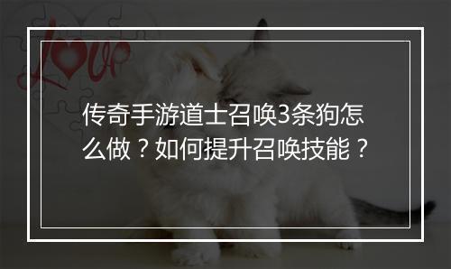 传奇手游道士召唤3条狗怎么做？如何提升召唤技能？