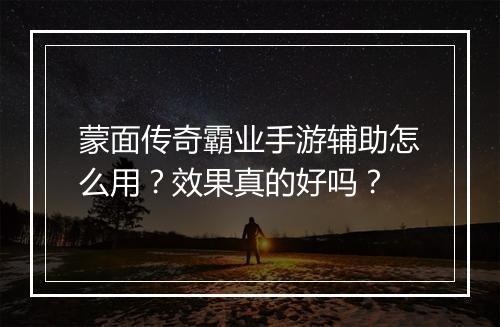 蒙面传奇霸业手游辅助怎么用？效果真的好吗？