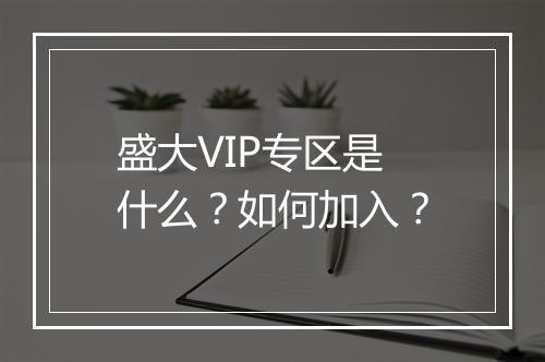 盛大VIP专区是什么？如何加入？
