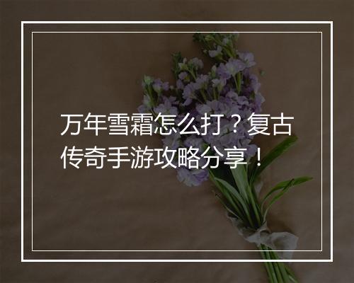 万年雪霜怎么打？复古传奇手游攻略分享！