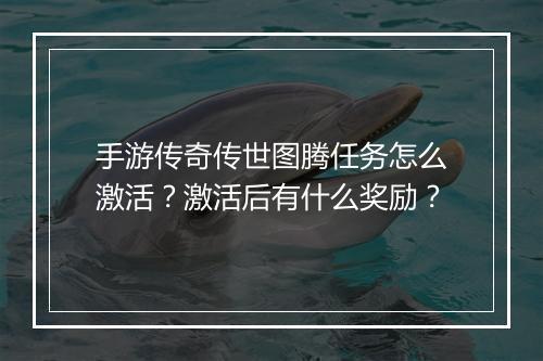 手游传奇传世图腾任务怎么激活？激活后有什么奖励？